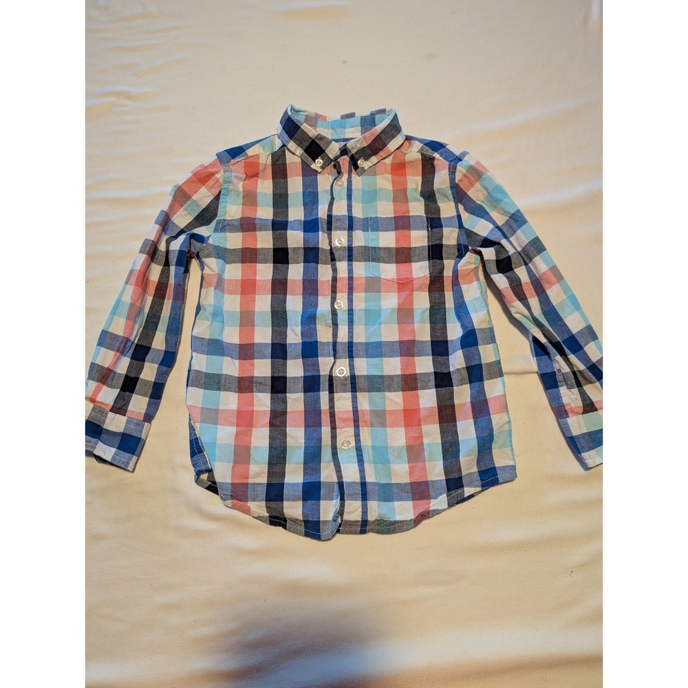 Wonder Nation Boys Plaid Button Down Shirt Multi Color Long Sleeve Size XS 4-5